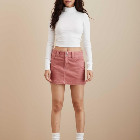 American Eagle White Long Sleeve Cropped Mock Neck Hey Baby Tee Size Medium - Picture 3 of 10